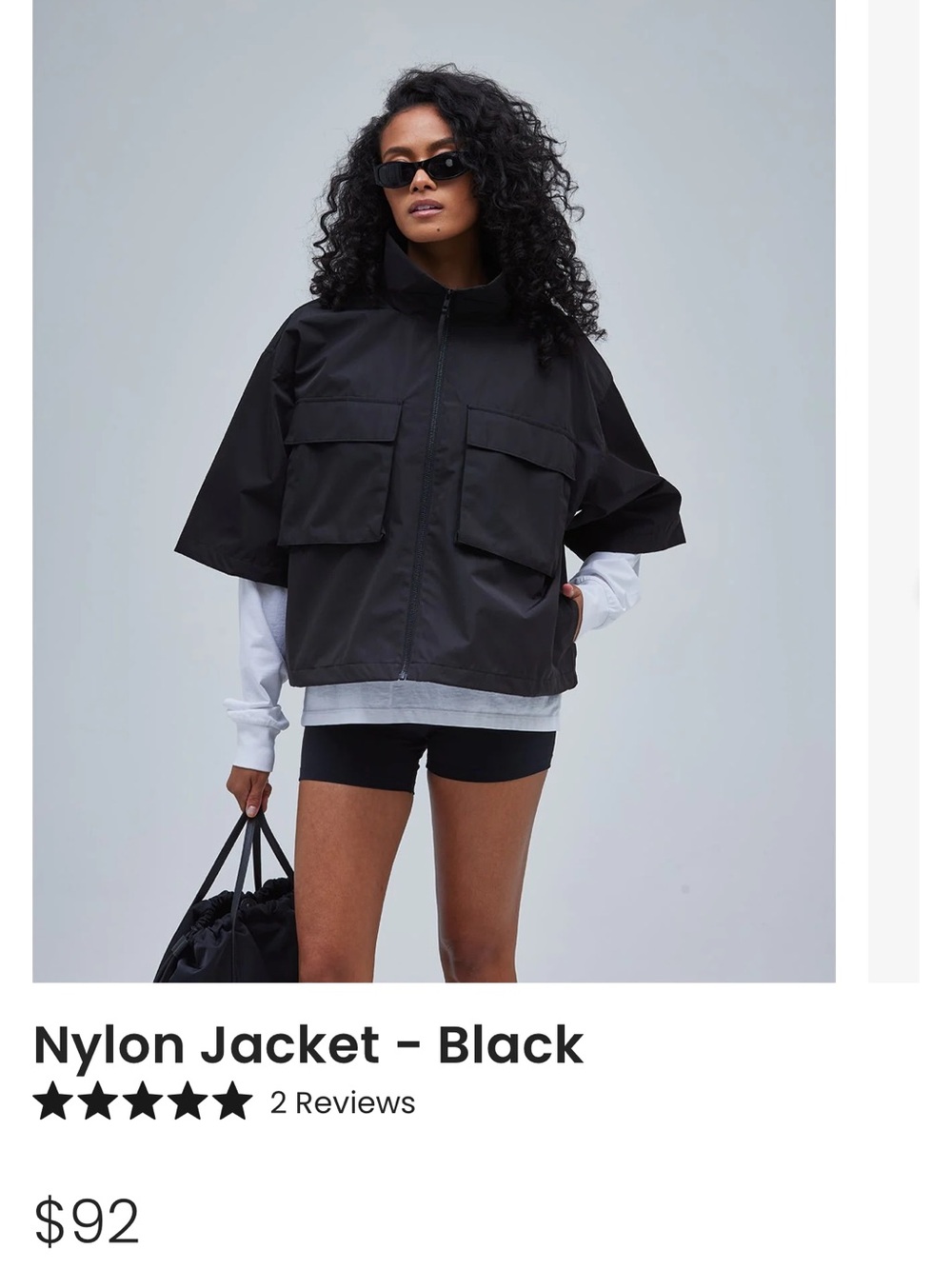 Thirty Years Black Short Sleeve cropped nylon Jacket
